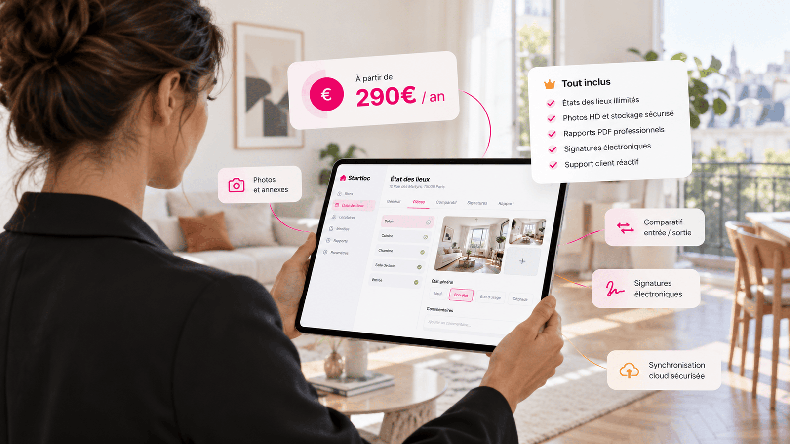 Photos dans un état des lieux avec Startloc