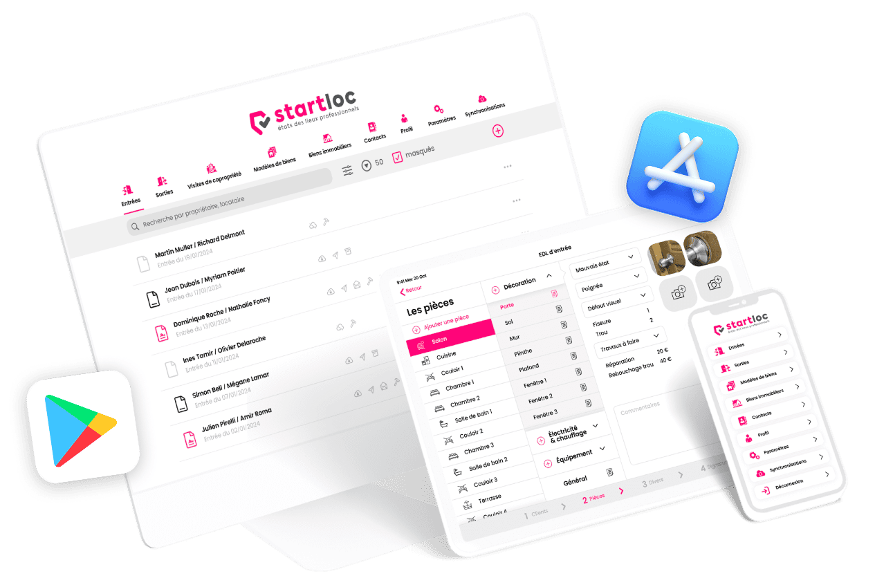 Application état des lieux Startloc utilisée par un professionnel de l'immobilier