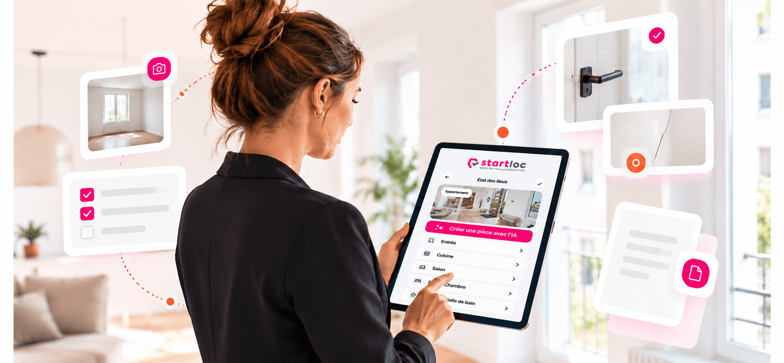 Application Startloc utilisée sur tablette pour réaliser un état des lieux