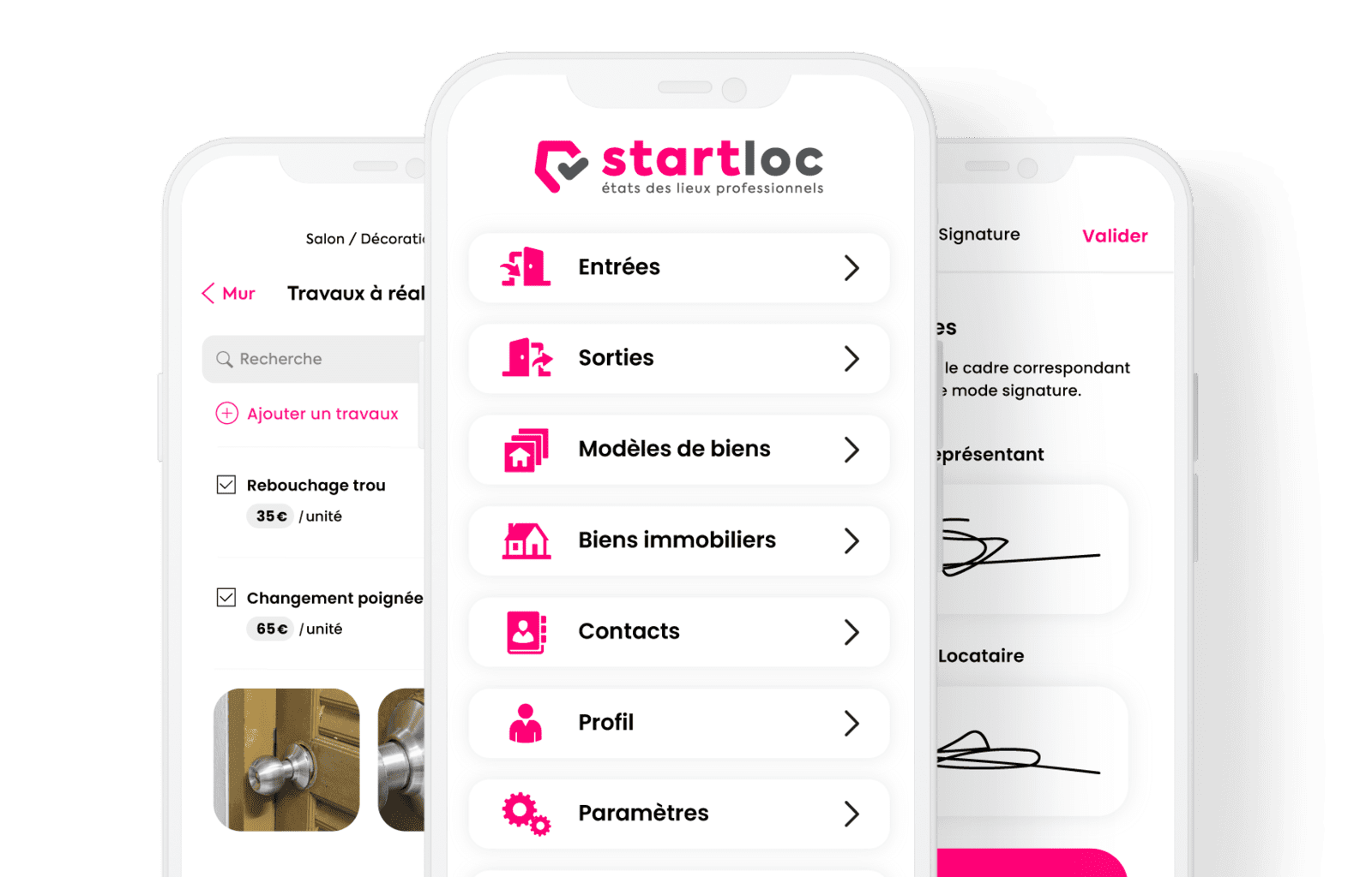 Application état des lieux Startloc sur smartphone et tablette, écran de saisie pendant la visite